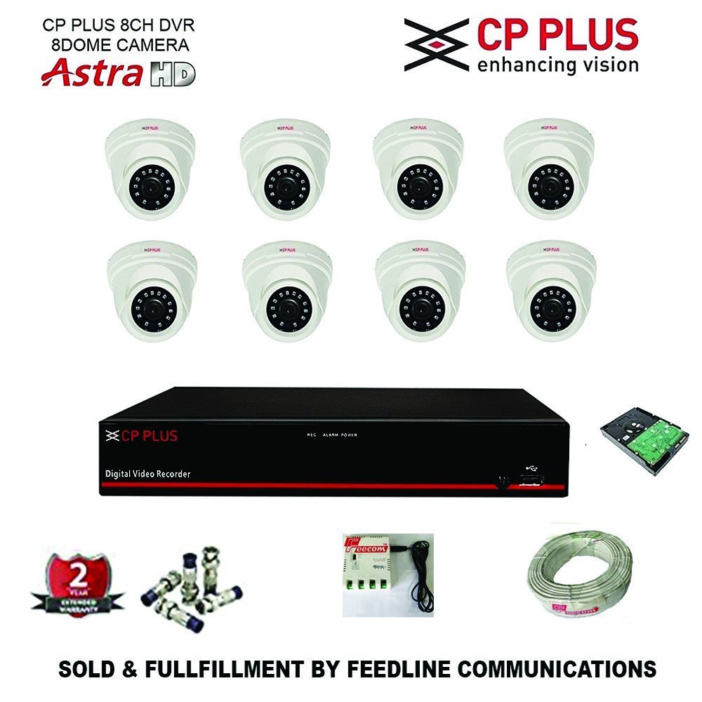 CP Plus Astra HD 8CH DVR with 1MP Dome Cameras 8 Pcs Full Combo Kit
