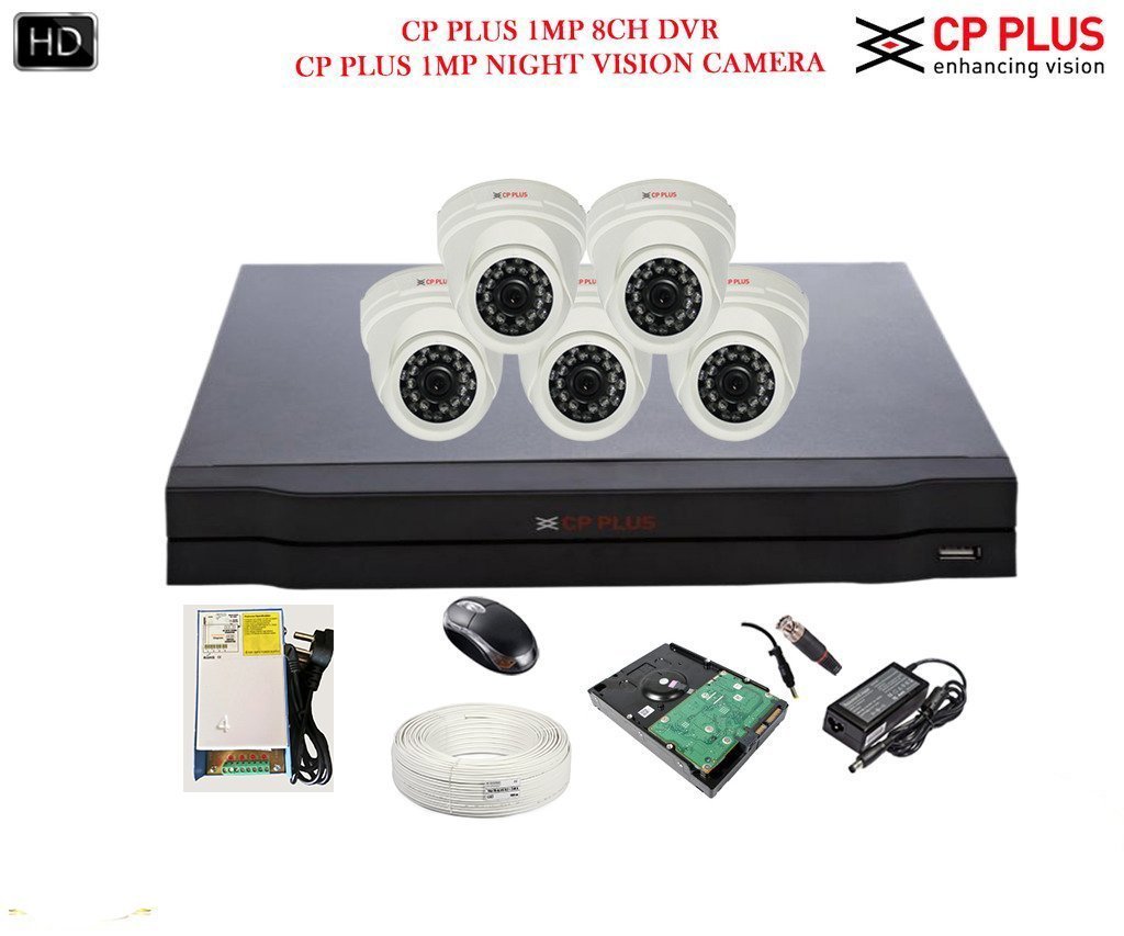 Cp Plus HD CP-UVR-0801E1 8CH DVR with Dome Camera 5Pcs + 1-TB HDD