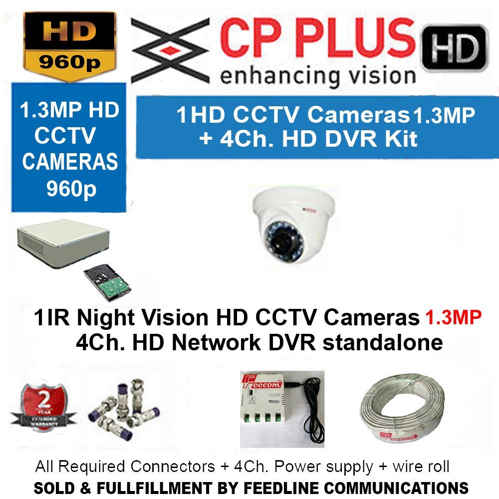 Cp Plus 4CH DVR with 1.3mp Dome Camera 1Pcs