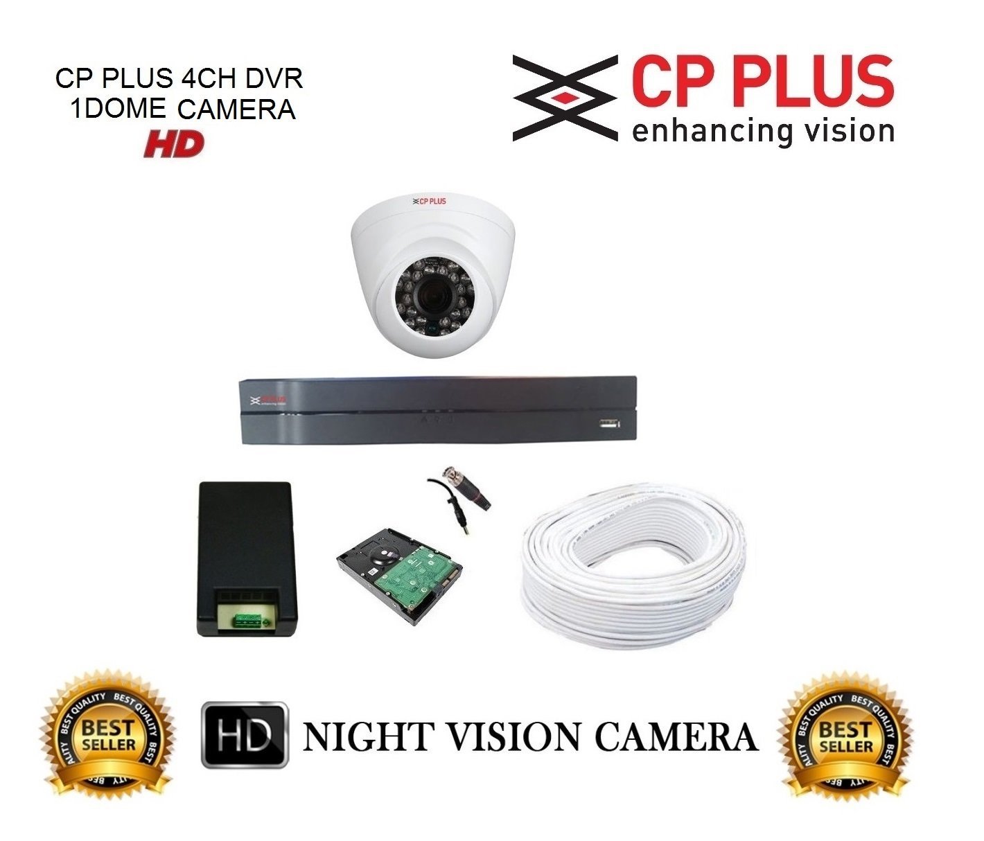 Cp Plus 4CH DVR with 1-mp Dome Camera 1Pcs