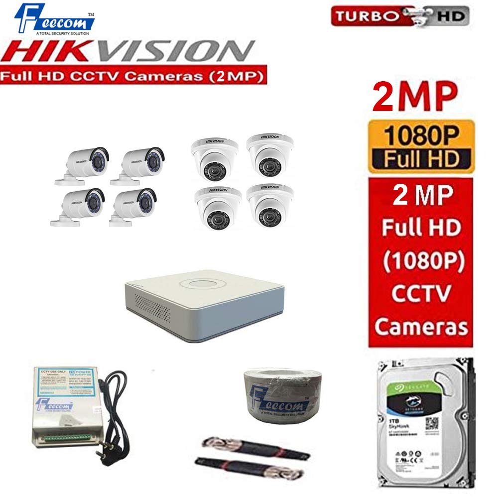 FEECOM Hikvision 4-PC Dome & 4-PC Bullet Combo