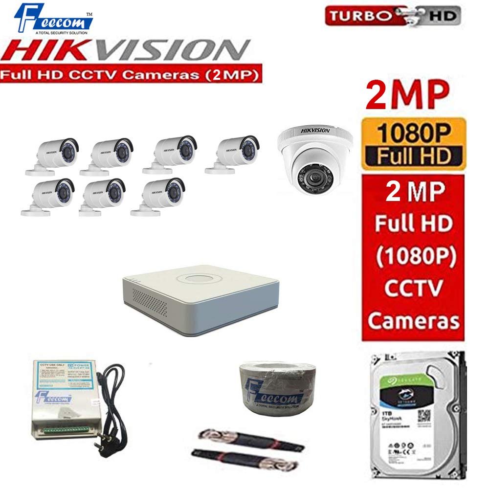 FEECOM Hikvision 1-PC Dome & 7-PC Bullet Combo