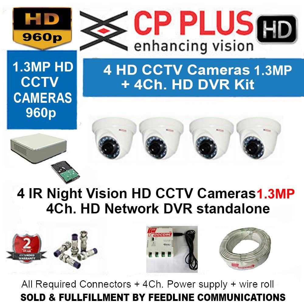 Cp Plus 4CH DVR with 1.3mp Dome Camera 4Pcs